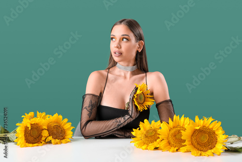 Elegant young woman with be...