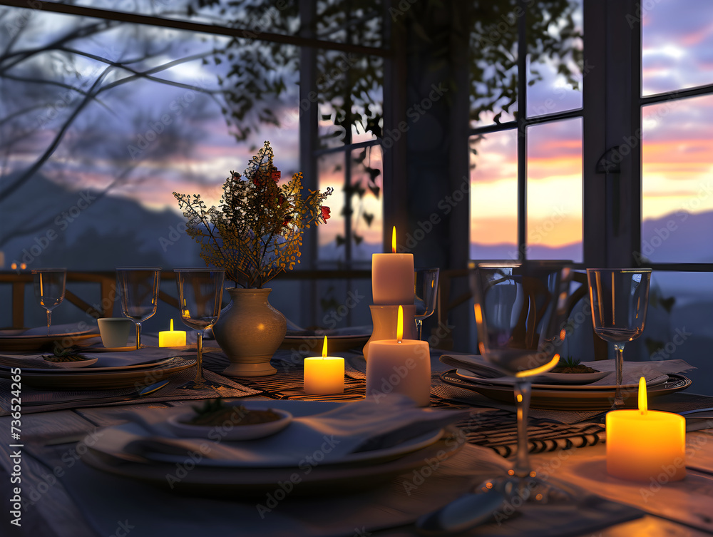 Elevate romance with a beautifully set table and candles.