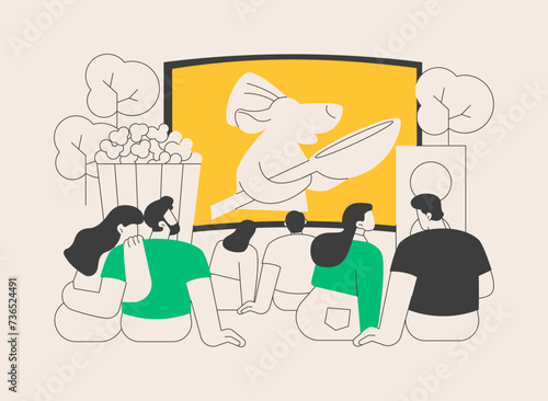 Open air cinema abstract concept vector illustration.