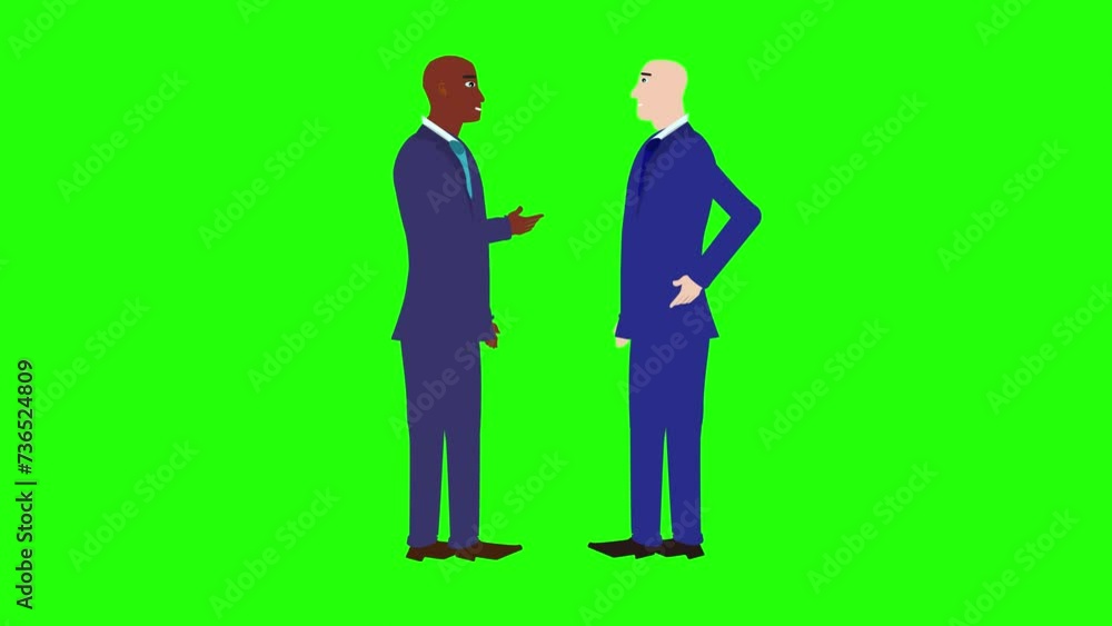 Animation of two business man character talking each other on green screen chroma key Animation of two business man character talking each other on green screen chroma key