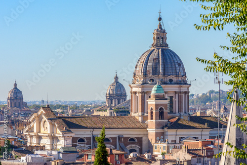 San Carlo al Corso basilica seen from Pincian hill, Rome, Italy