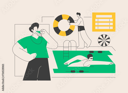Swimming and lifesaving classes abstract concept vector illustration.