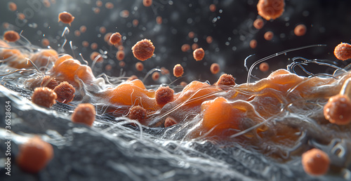 photo realistic image of bacteria being cleared out of system 