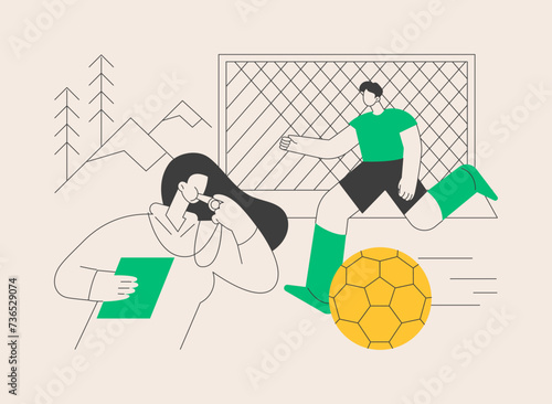 Soccer camp abstract concept vector illustration.