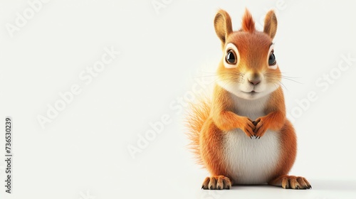 A charming 3D illustration of a cute squirrel, showcasing its playful nature and adorable features. Perfect for adding a touch of cuteness to any project or design. © Pixel