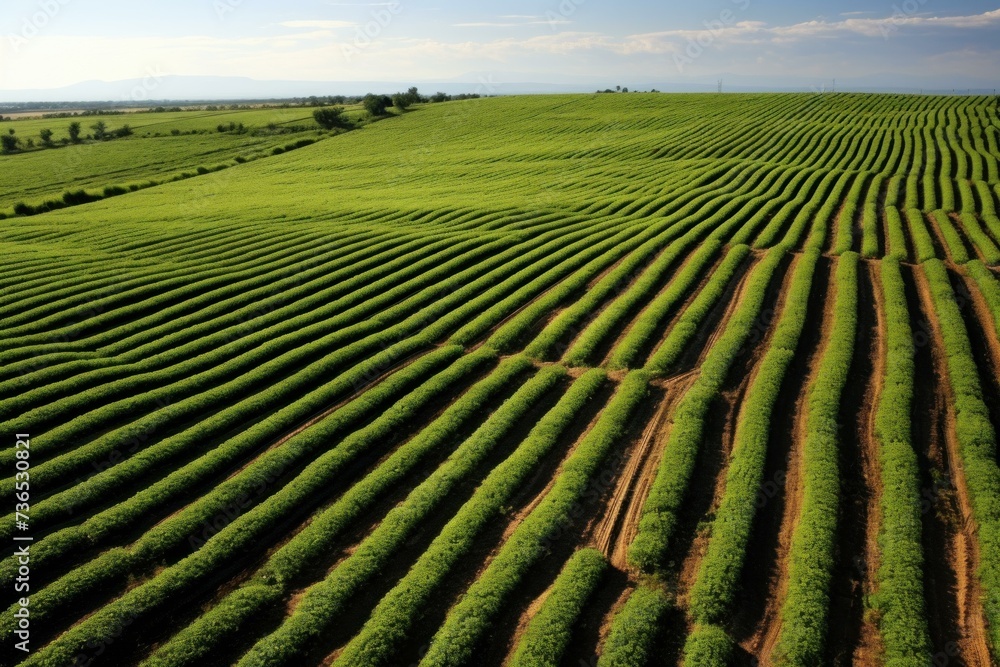 Fertile Field agricultural landscape tractor. Soil food. Generate Ai Fertile Field agricultural landscape tractor. Soil food. Generate Ai