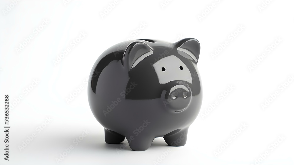 Anthracite Piggy Bank on a white Background. Business Template with Copy Space Anthracite Piggy Bank on a white Background. Business Template with Copy Space
