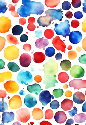 Wallpaper Mural Watercolor stain splash splatter on white background. Modern vibrant aquarelle round spot. Bright colorful rainbow colors on white.  Torontodigital.ca