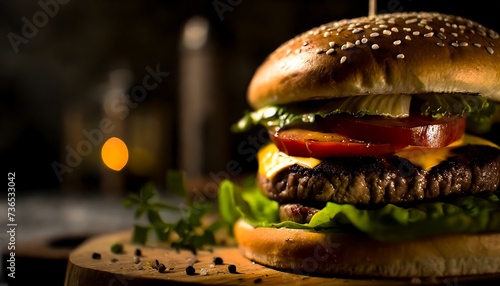 juicy burger, grilled burger, burger close up, copyspace
