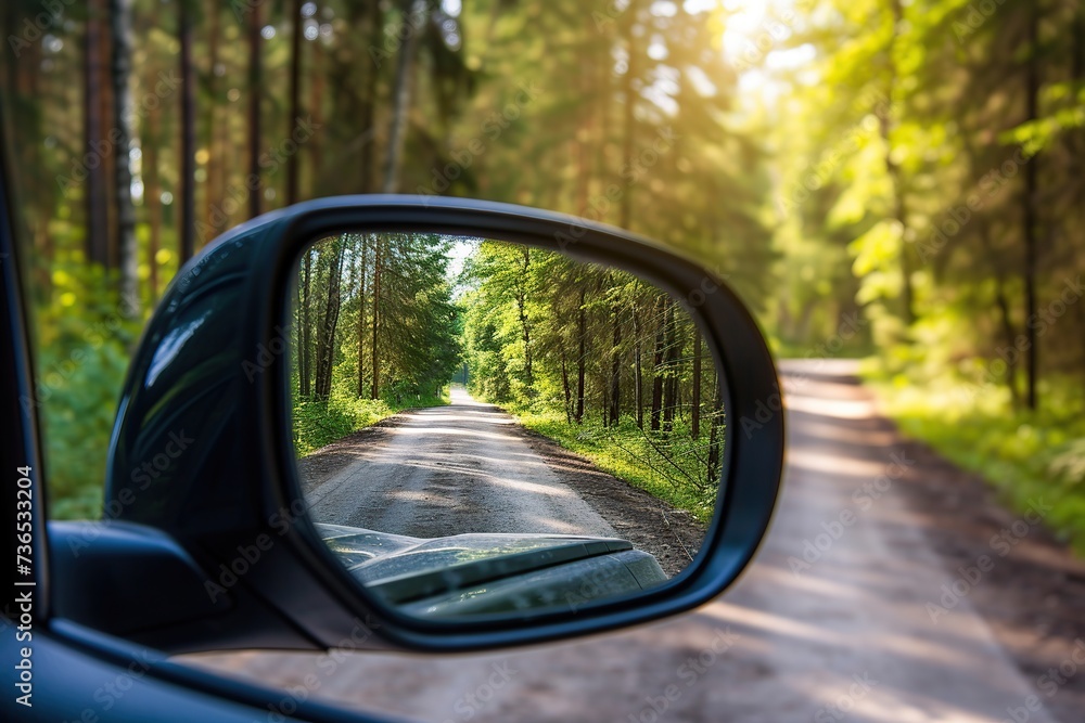 Side view car mirror with reflection Side view car mirror with reflection