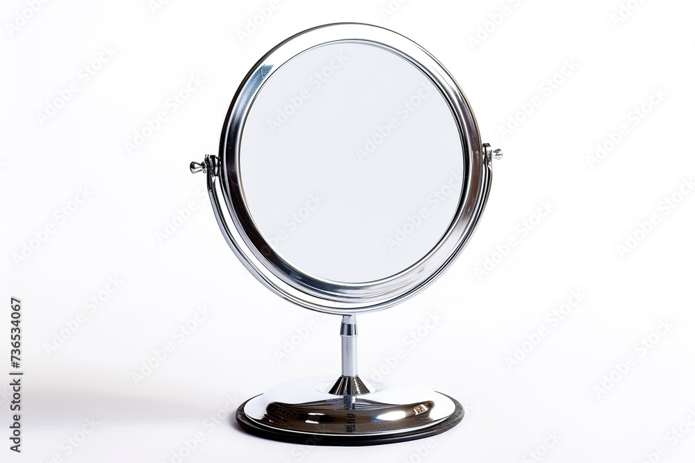 Fototapeta premium Round mirror for makeup on white background