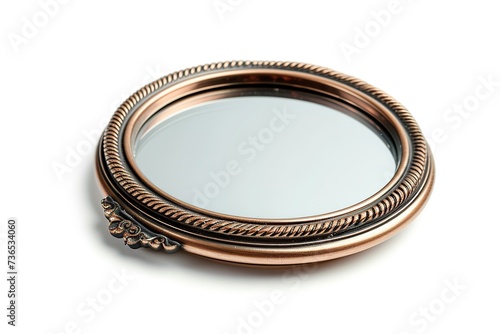 Round mirror for makeup on white background