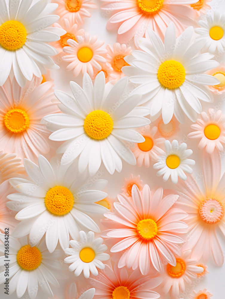 White daisies on white background. White daisies on white background.