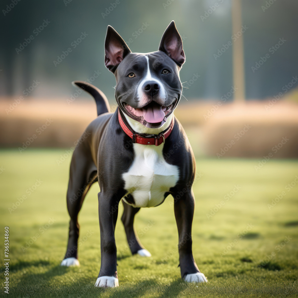 Portrait of American staffordshire terrier, amstaff, stafford. Generative AI Portrait of American staffordshire terrier, amstaff, stafford. Generative AI