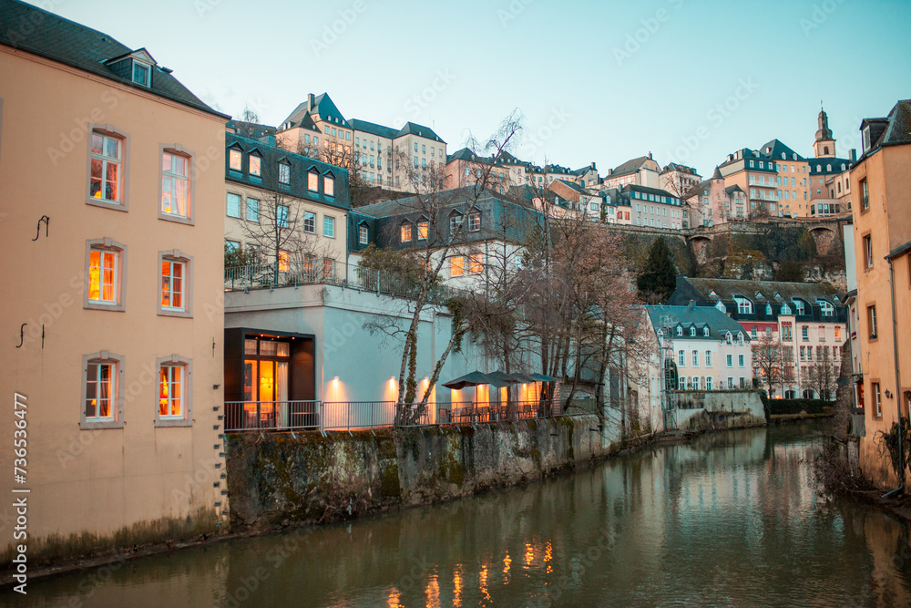 Obraz premium Luxembourg, February 01, 2024: General view from Luxembourg during twilight.