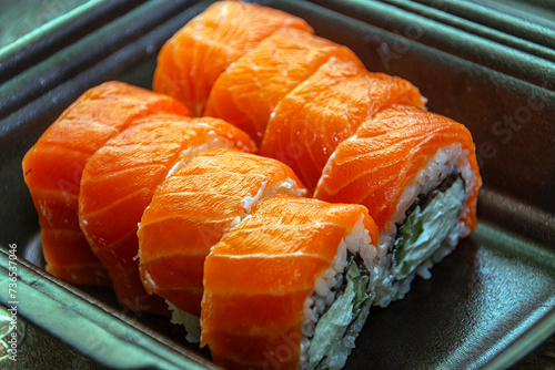 Delicious sushi in a box
