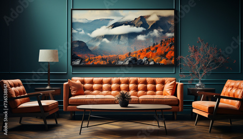 Comfortable modern living room with elegant furniture and bright lighting generated by AI