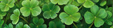 Illustration of 4 leaf clovers horizontal banner st patrick's day lucky clover