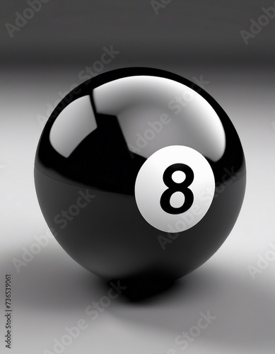 No. 8 black billiard ball on isolated white background 
