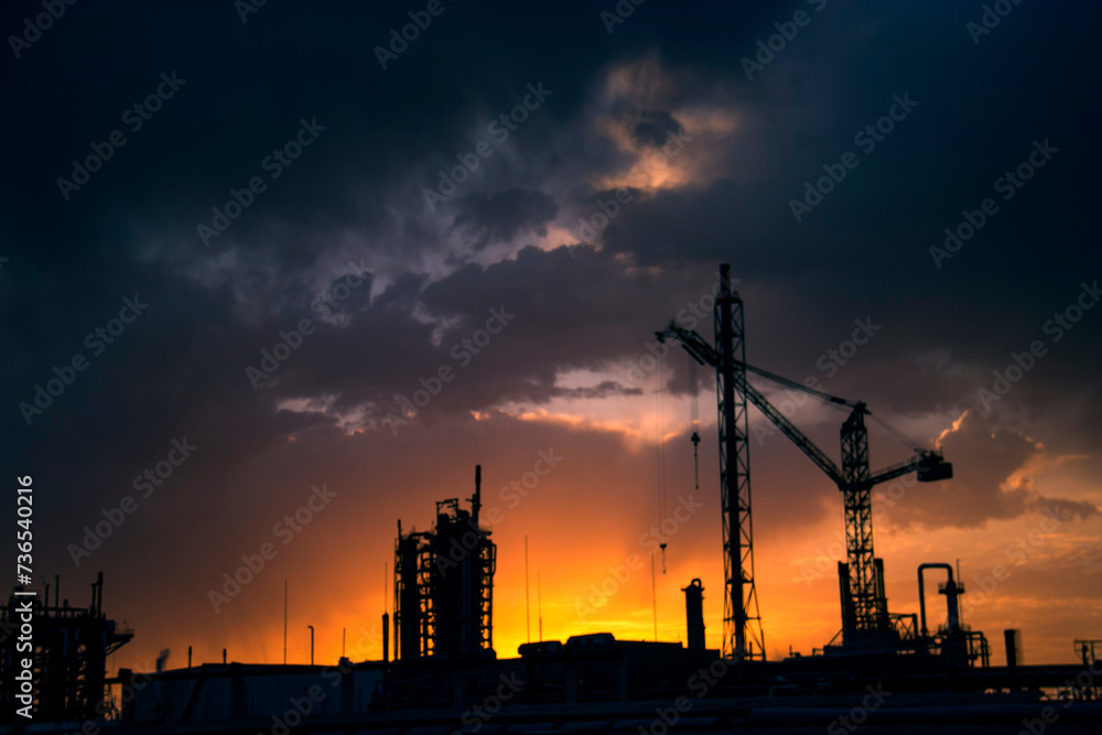 silhouette of a power plant silhouette of a power plant