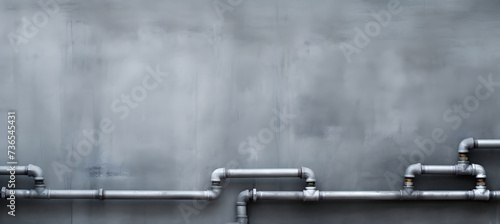 Banner design featuring gray plastered house wall and plumbing elements