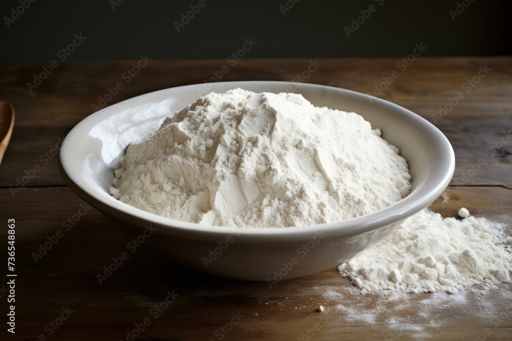 Fine Plate flour. Baking food wheat. Generate Ai