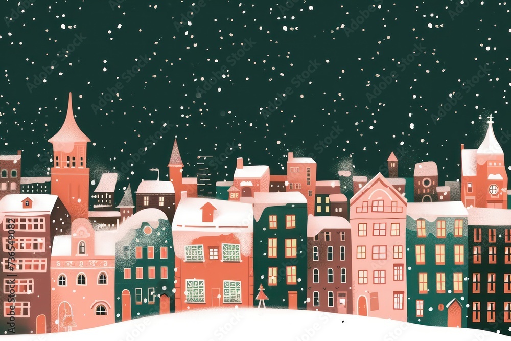 winter buildings in the city background image