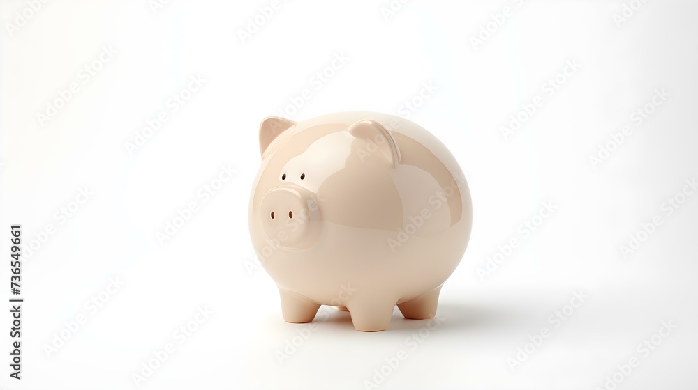 Ivory Piggy Bank on a white Background. Business Template with Copy Space Ivory Piggy Bank on a white Background. Business Template with Copy Space