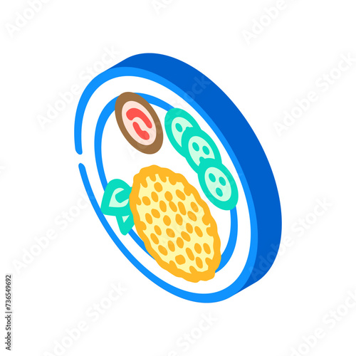 khao pad thai cuisine isometric icon vector illustration