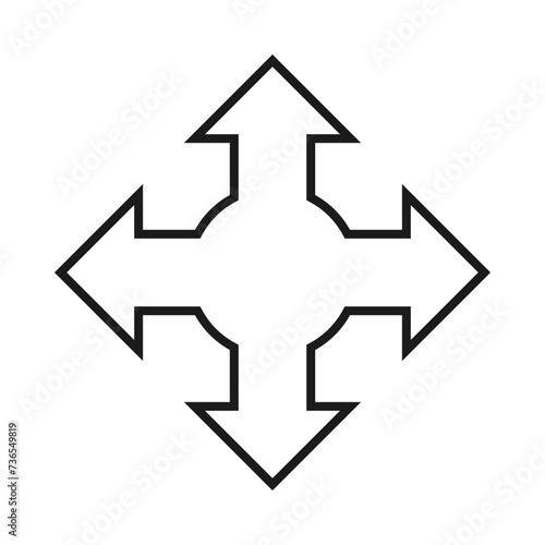 Hollow Four Circle Arrows Cross Icon