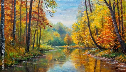 oil painting on canvas autumn forest