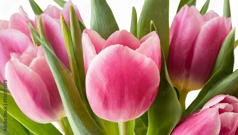 pink tulip flower on isolated background with clipping path closeup for design transparent background studio shot nature