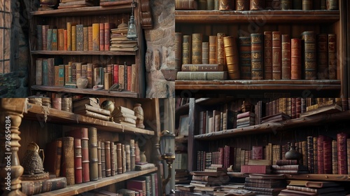 A detailed view of a rustic bookshelf displaying a diverse collection of literature, representing the vast and rich world of stories waiting to be explored on World Book Day, in high-definition