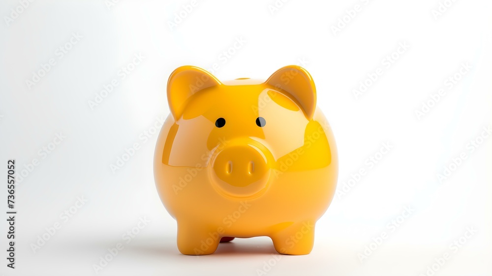 Yellow Piggy Bank on a white Background. Business Template with Copy Space Yellow Piggy Bank on a white Background. Business Template with Copy Space