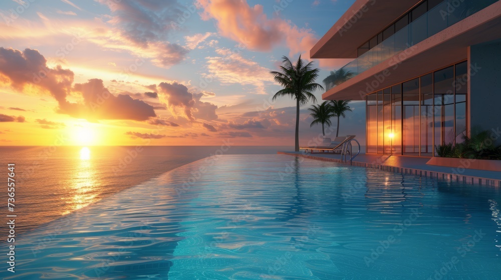 a luxury pool at sunset --ar 16:9 --v 6 Job ID: 2e30eba0-fd0e-4599-bfa6-8df7ab18bb3f
