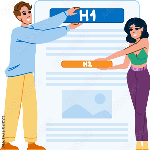 seo header tags h1 h2 vector