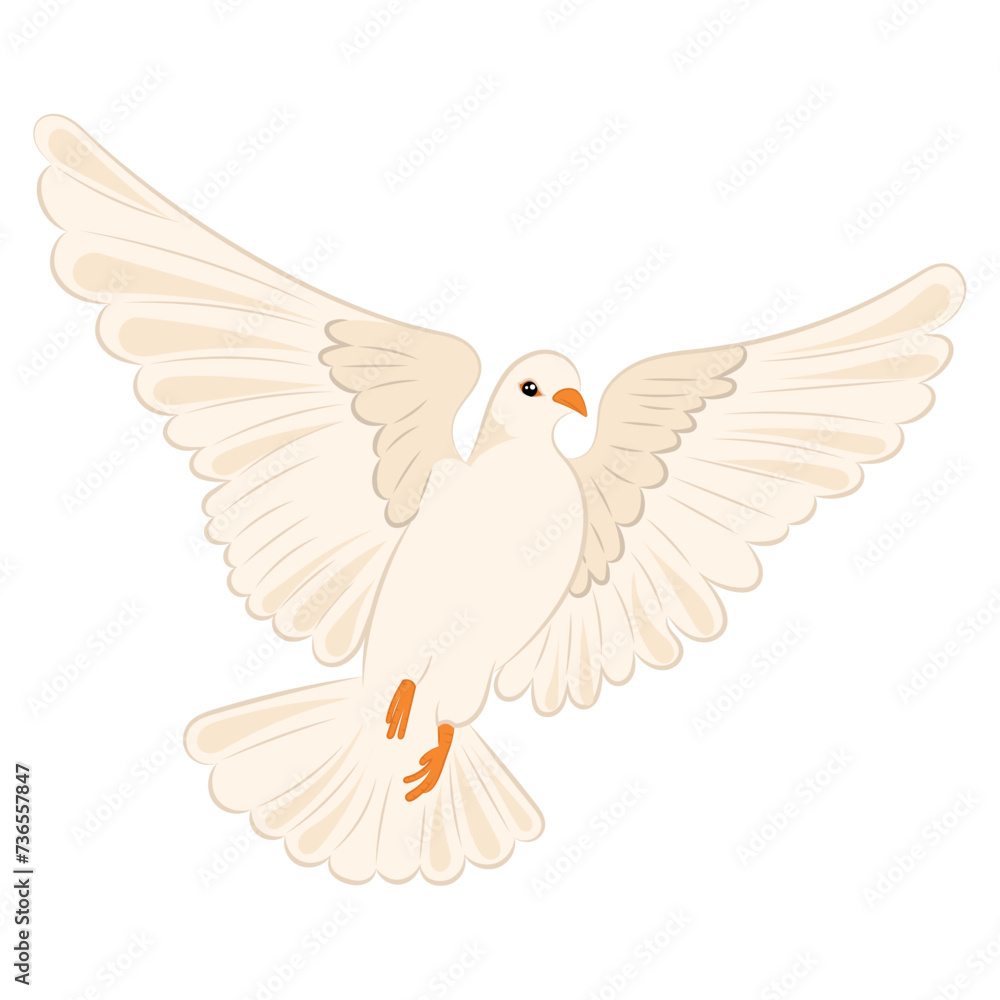 Fototapeta premium Cute white dove Peace symbol Vector illustration