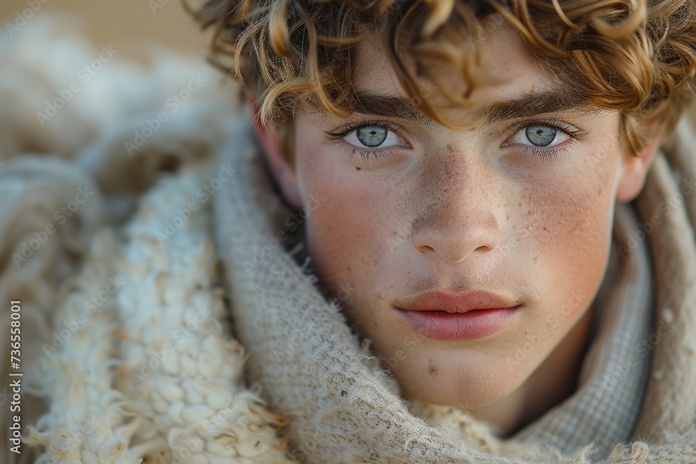 Young David shepherds sheep, Bible story. Young David shepherds sheep, Bible story.