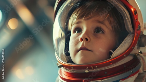A small child imagines himself to be an astronaut in an astronaut's helmet. --ar 16:9 --v 6 Job ID: d947593c-e26f-4238-acd0-c1b4f1ec871a
