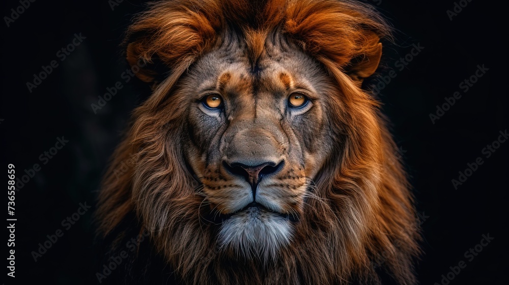 Portrait of a male lion.