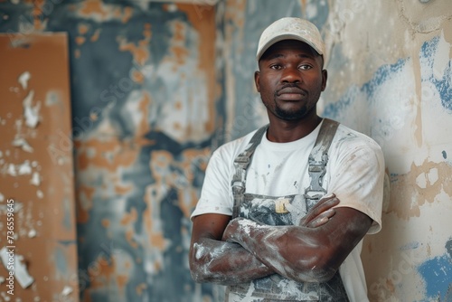 Portrait of african american male house painter.