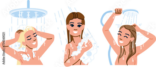 shampoo shower woman vector