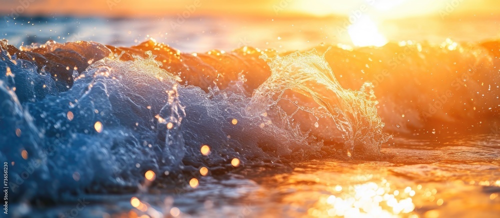 Sunlight and ocean waves impacting the water
