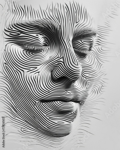 Fingerprint forming a human face.