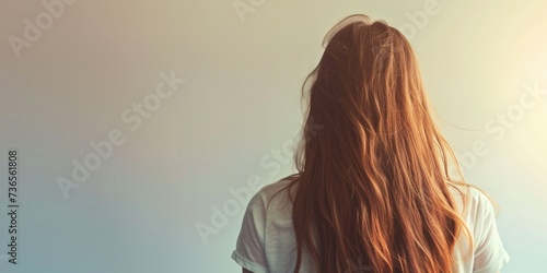 woman with beautiful hair back view Generative AI photo