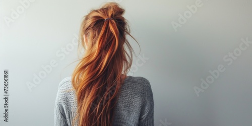 woman with beautiful hair back view Generative AI