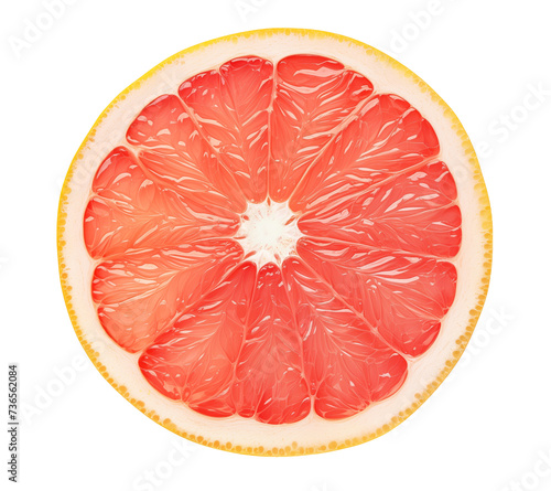 One slice of pink grapefruit cutout