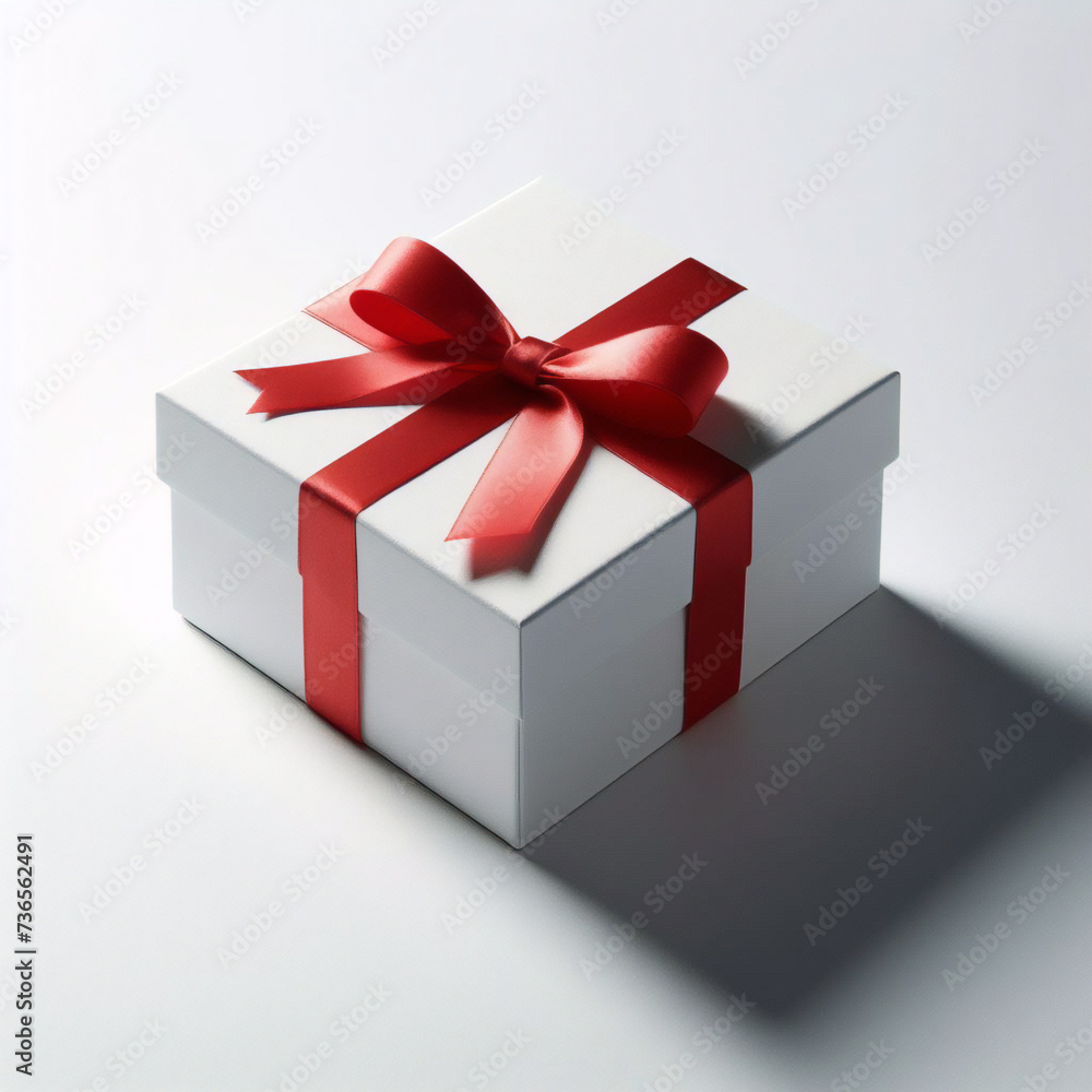 Fototapeta premium リボン付きの白、赤、黒のギフト ボックスのベクトルを設定します。現実的なギフト ボックスは、白い​​背景で隔離。