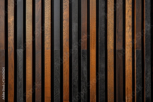 Modern acoustic panel with vertical wooden slats.