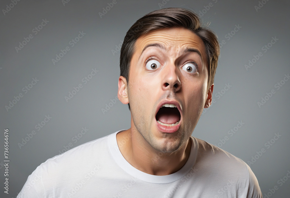 Surprised and scared man in shock, isolated PNG cutout on transparent background Surprised and scared man in shock, isolated PNG cutout on transparent background